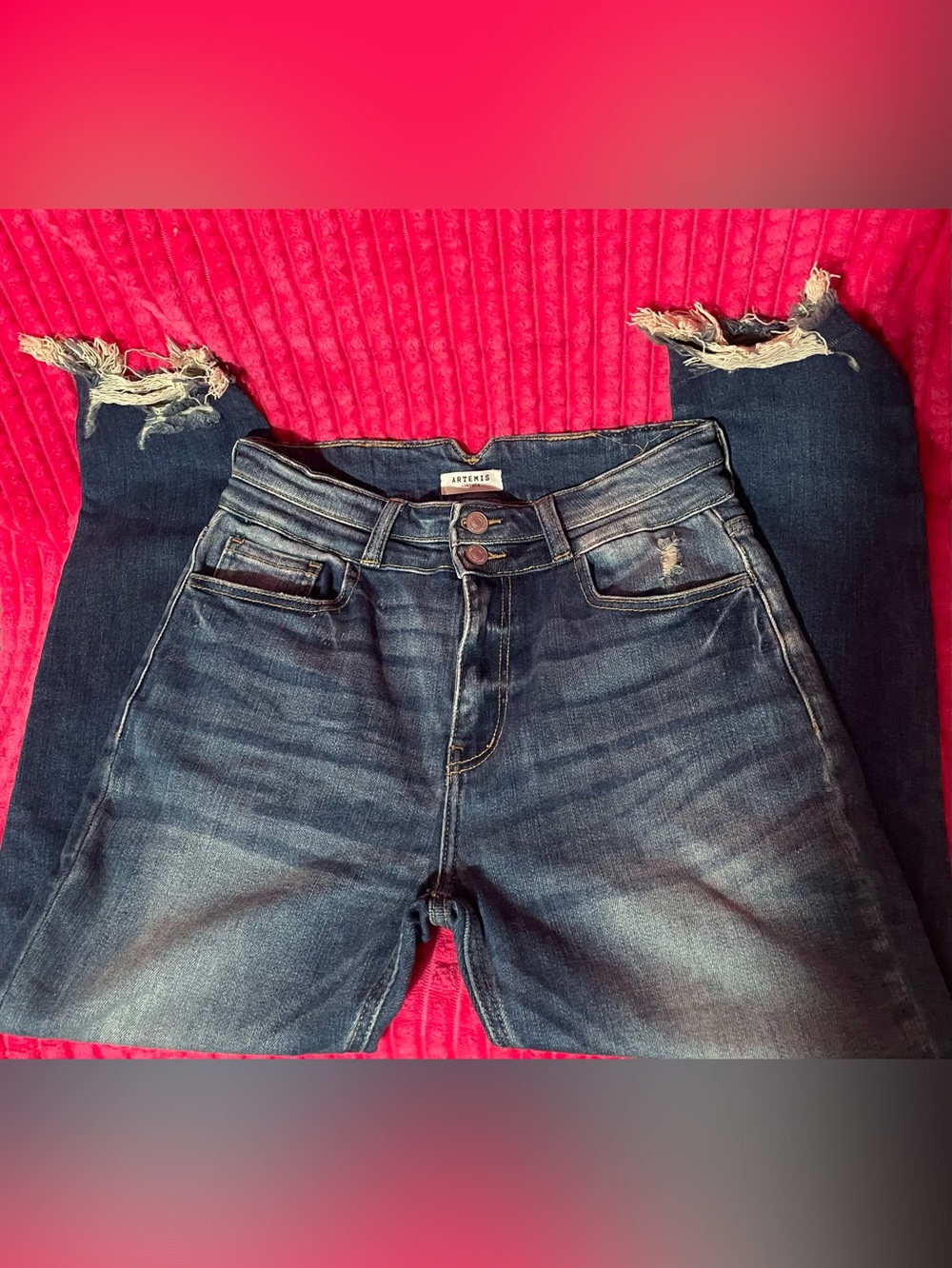 Distressed Artemis Women’s Blue Jeans